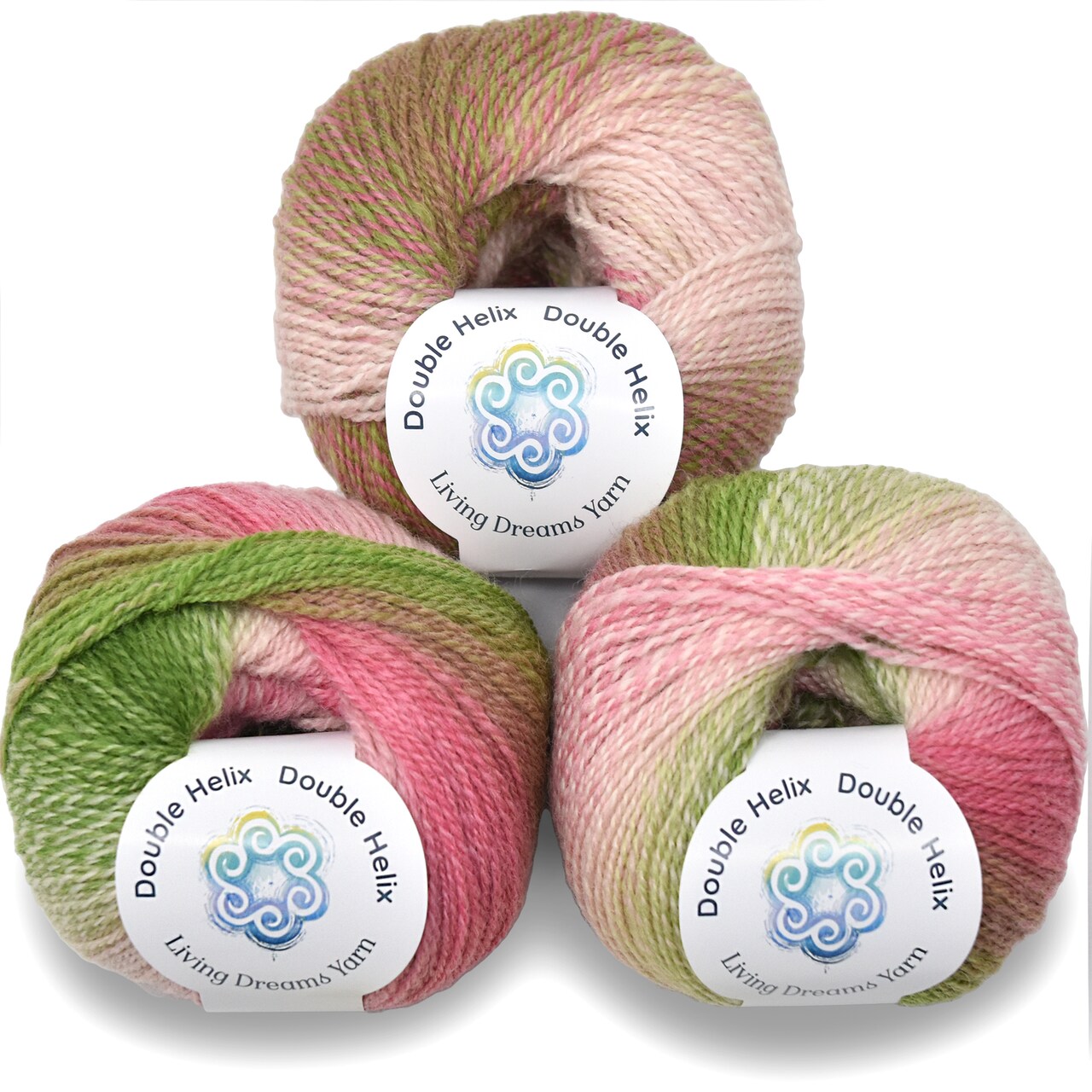 Double Helix by Living Dreams Yarn. Soft, Colorful Wool Yarn for Crochet, Knitting, Weaving. Self-Striping Sport Weight Yarn, 3 Pack, 150g